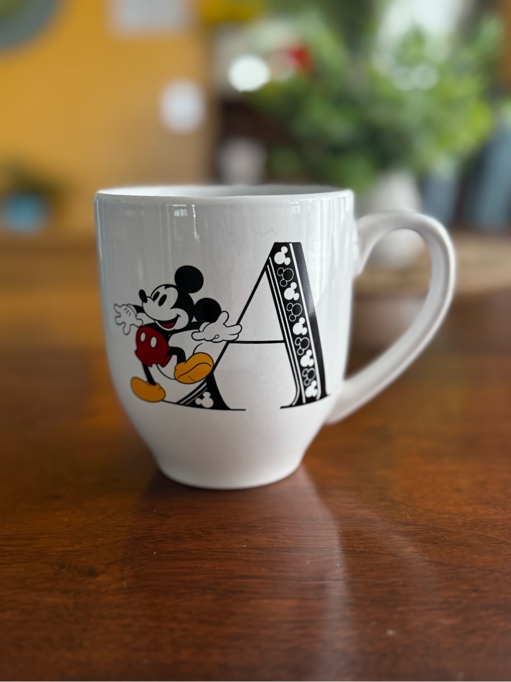 Disney White Ceramic Coffee Mug Mickey Mouse Monogram Letter A Stoneware Ceramic